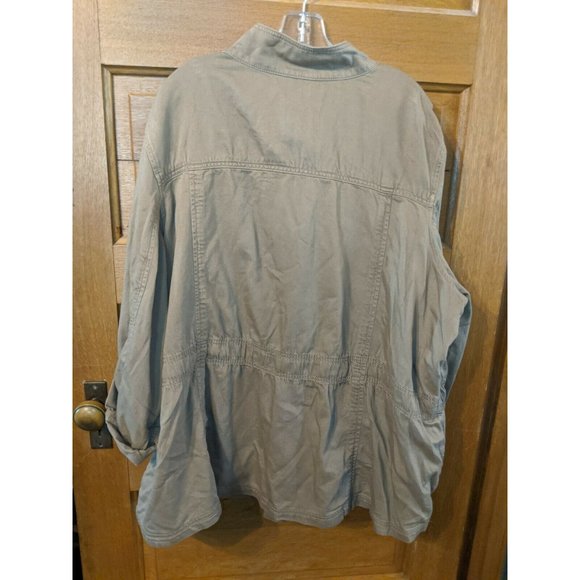Terra & Sky Plus Size 0X Brown Light Weight Snap Utility Jacket 14W - Picture 2 of 6